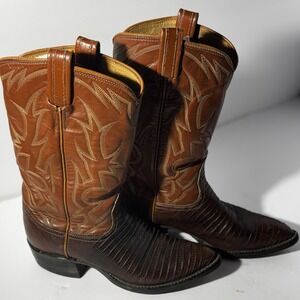 Vintage Tony Lama Boots Mens Size 10 Western Cowboy‎ Lizard Exotic Leather 80s